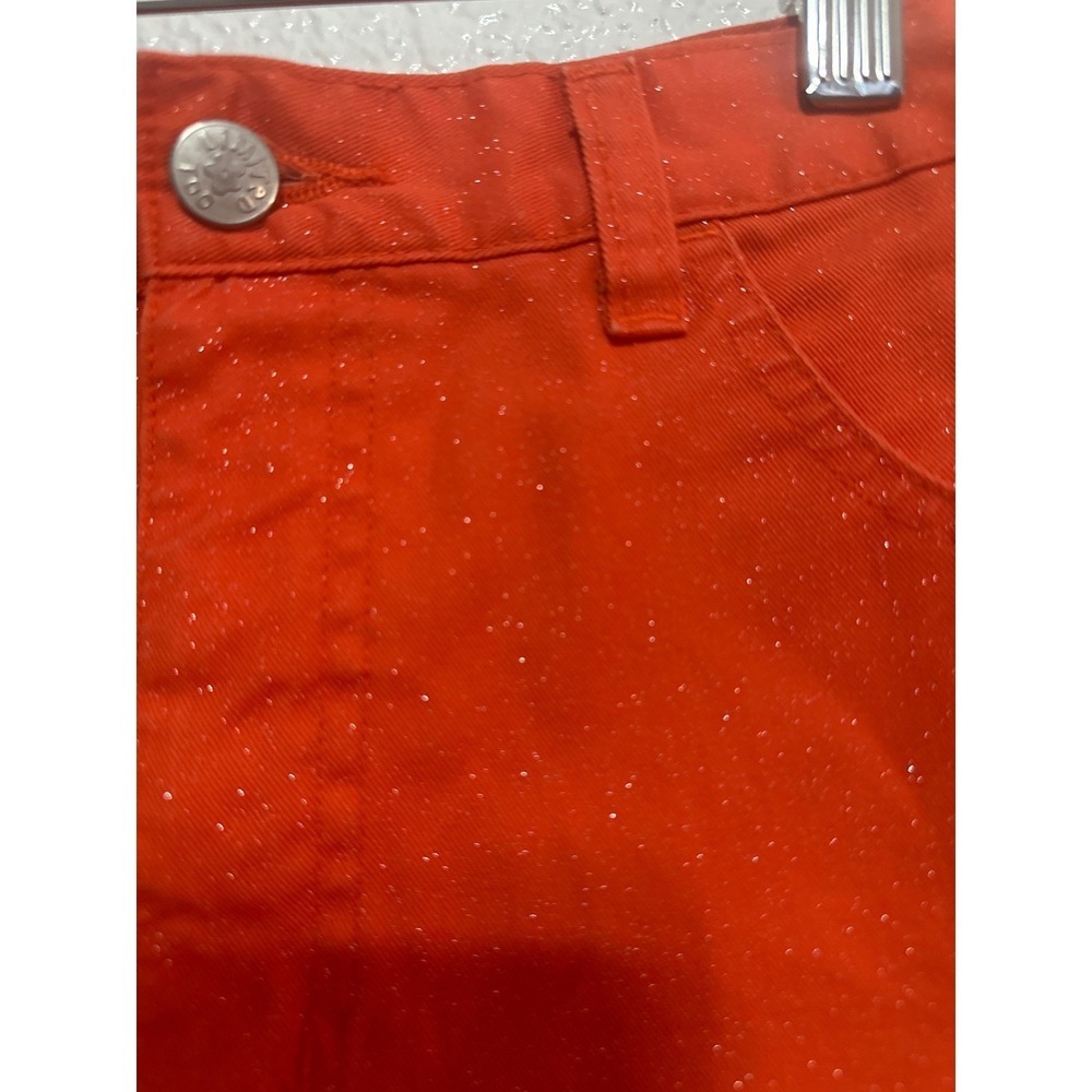 Limited Too Girls Orange Sparkle Denim Shorts Kids Size 14 Fun Fashion Jeans - Picture 3 of 7